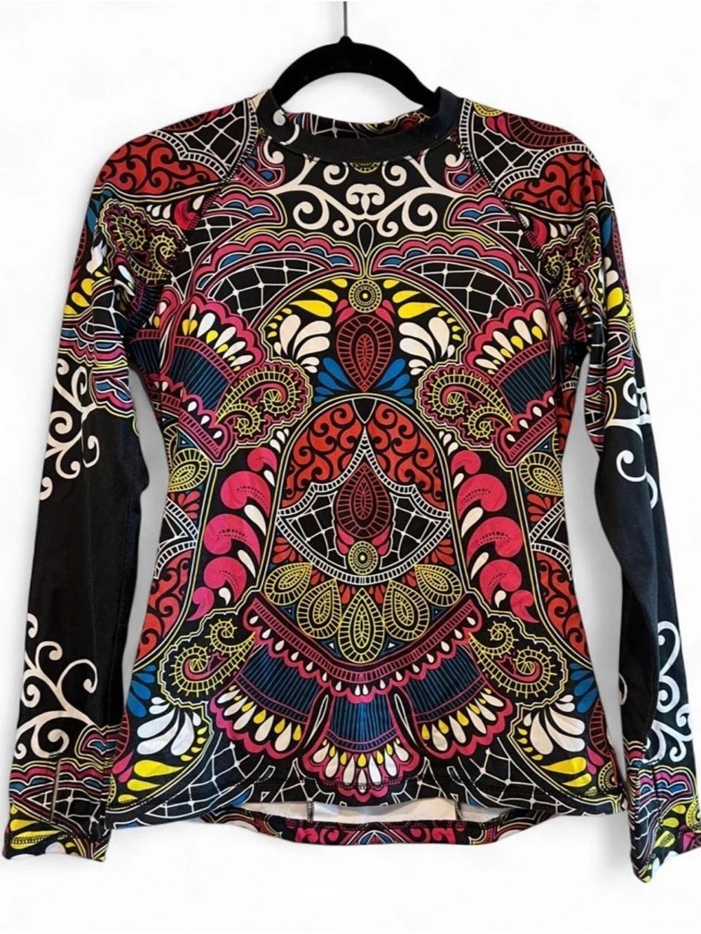Athleta Psychedelic Mandala Print Long Sleeve Cycling Jersey Top Size S
